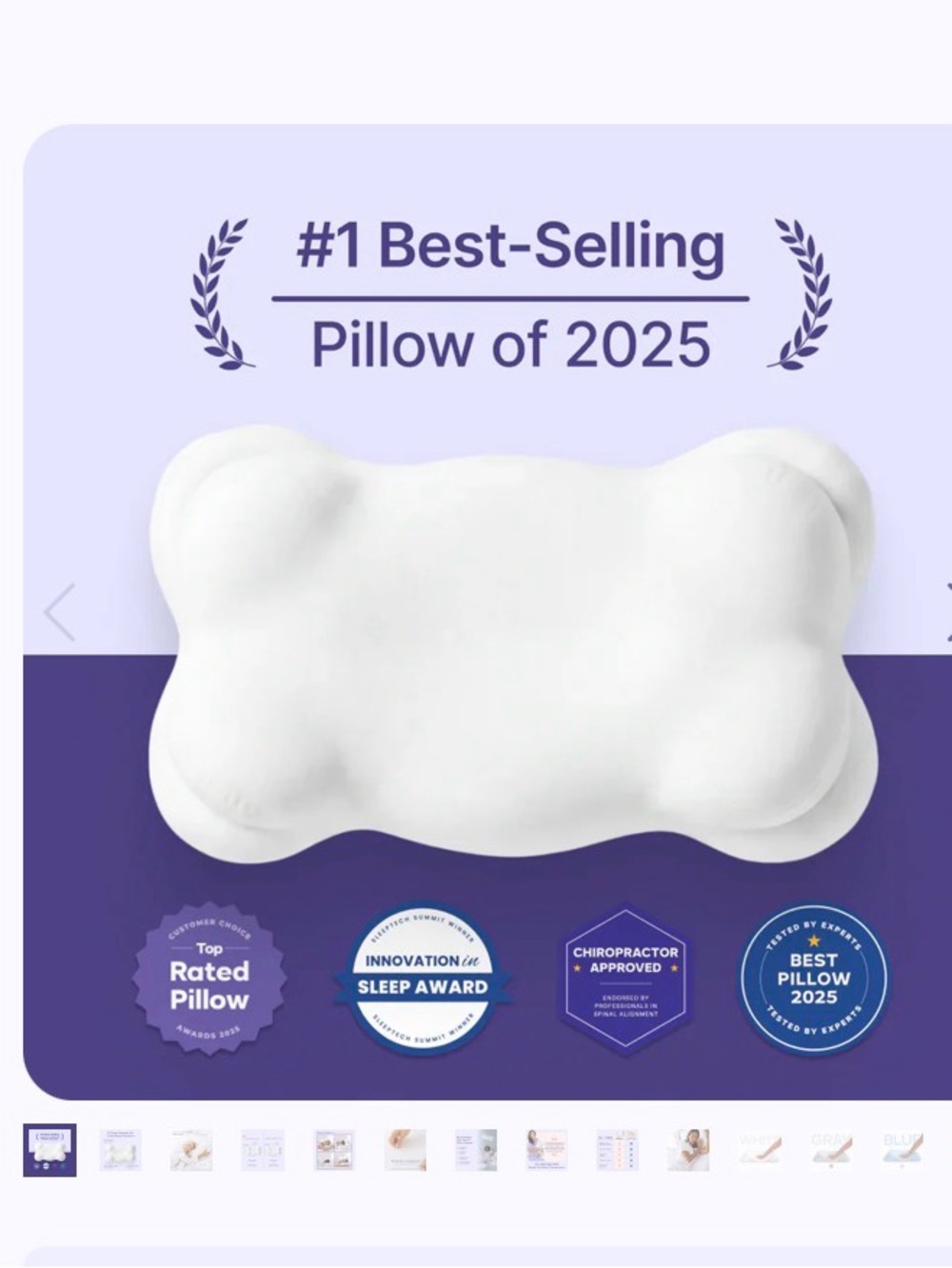 ErgoCloud White Contour Neck Pillow - Supportive Sleep Accent